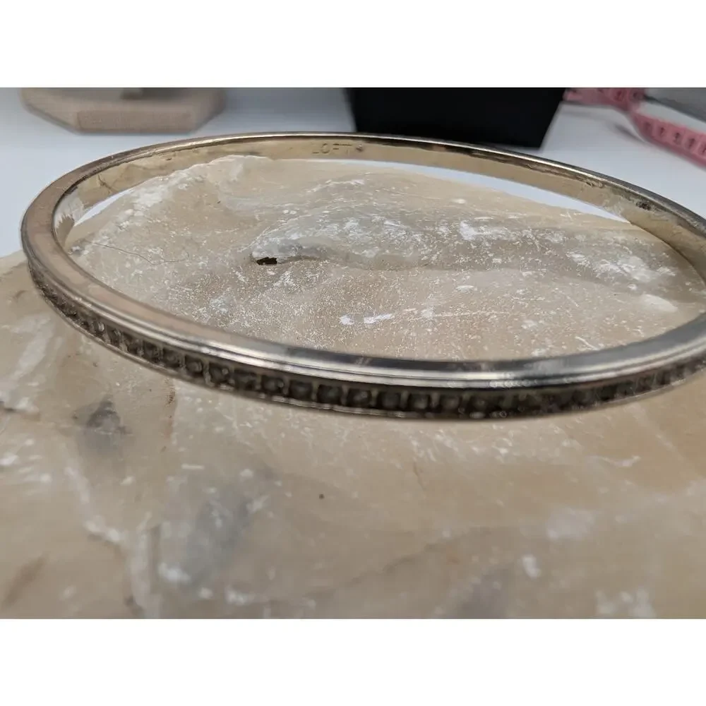 LOFT Silver Tone Bangle Bracelet with Clear Rhinestone Pave Inlay Fashion
